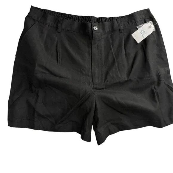 NWT Time and Tru Shorts Women XL Black Elastic Waist Pleated Chino Shorts - Picture 4 of 12